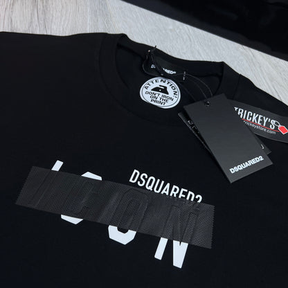 Dsquared2 Men’s Black Tape Detail Icon T-Shirt