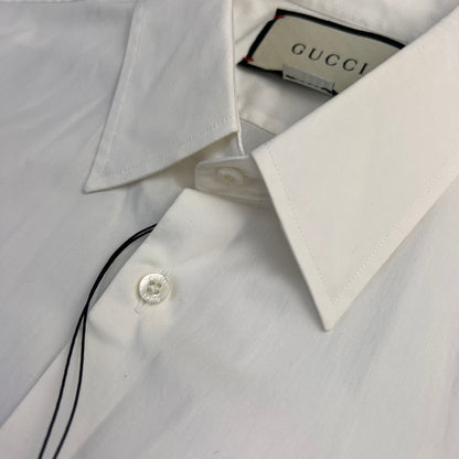 Gucci Men’s White Button up Cotton Poplin Shirt - Large Slim
