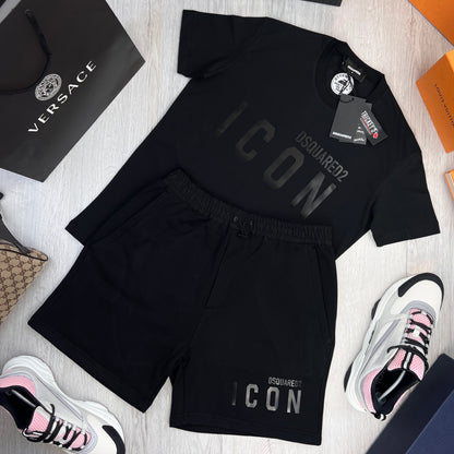 Dsquared2 Men’s Black Gel ‘ICON’ T-shirt & Short Set