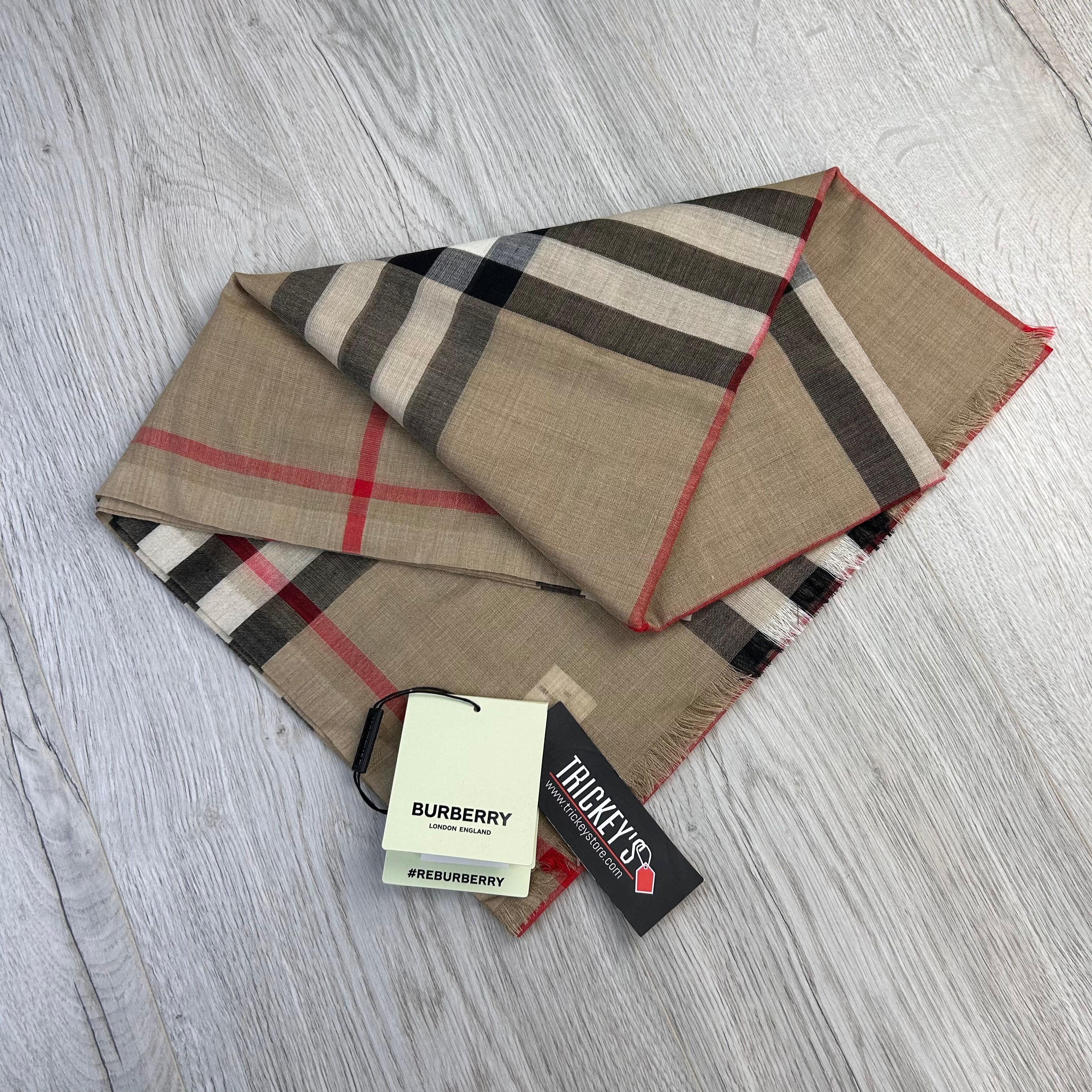 Burberry check modal outlet cashmere and silk scarf