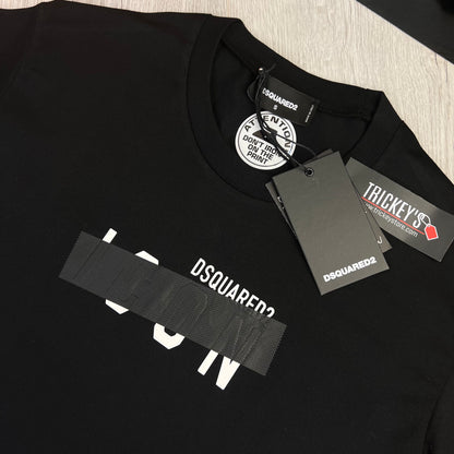 Dsquared2 Men’s Black Tape Detail Icon T-Shirt